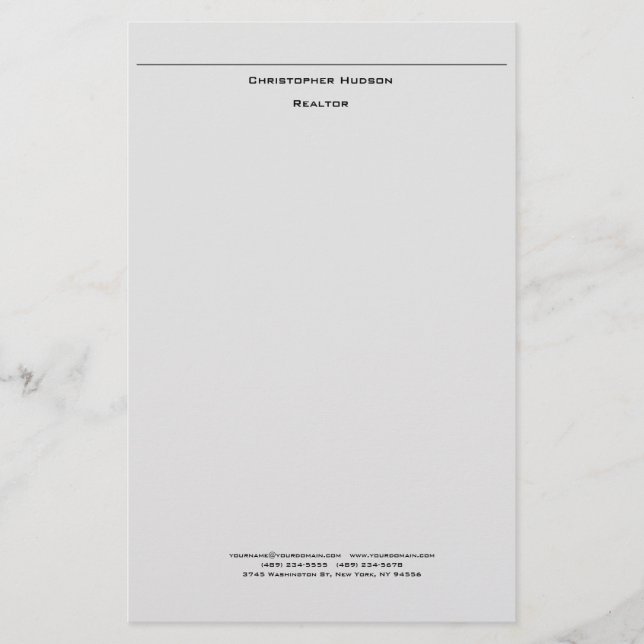 Papelería Gris Claro Simple Plano Profesional (Anverso)