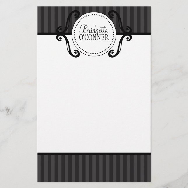 Papelería Gris de tormenta sin límites encantadores a rayas  (Anverso)