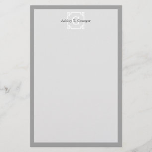 Papelería Gris oscuro cuyo marco de clave griega #2 monogram