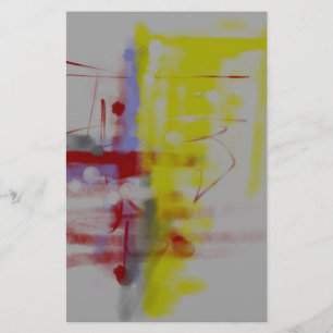 Papelería Gris Rojo Amarillo Expresionista Abstracto