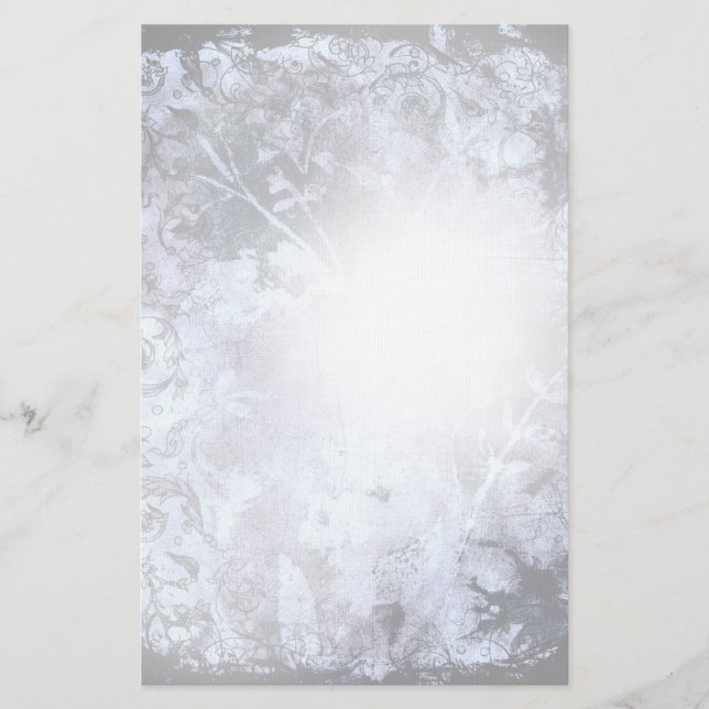 Papelería Grunge Carbón Abstracto Estacionario Floral (Anverso)