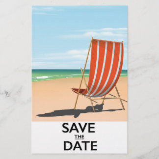 Papelería Guardar la fecha póster vintage de playa