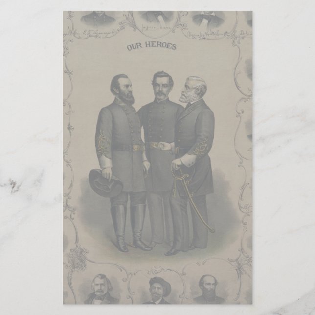 Papelería Guerra Civil 🎖️ ⚔️ Héroes Confederados Generales (Anverso)