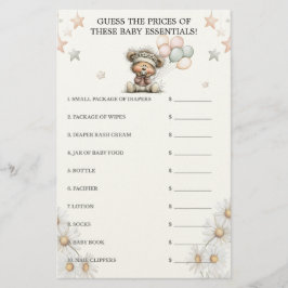 Papelería Guess the Price Whimsical Teddy Bear Baby Shower