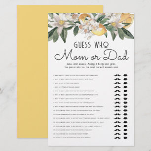 Papelería Guess Who Mom Or Dad Lemon Citrus Baby Shower