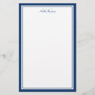 Papelería Guion Azul Marino Dos Bordes Monograma Vertical