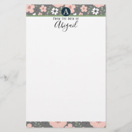 Papelería Guión de aliento de monograma floral rosa de bonit