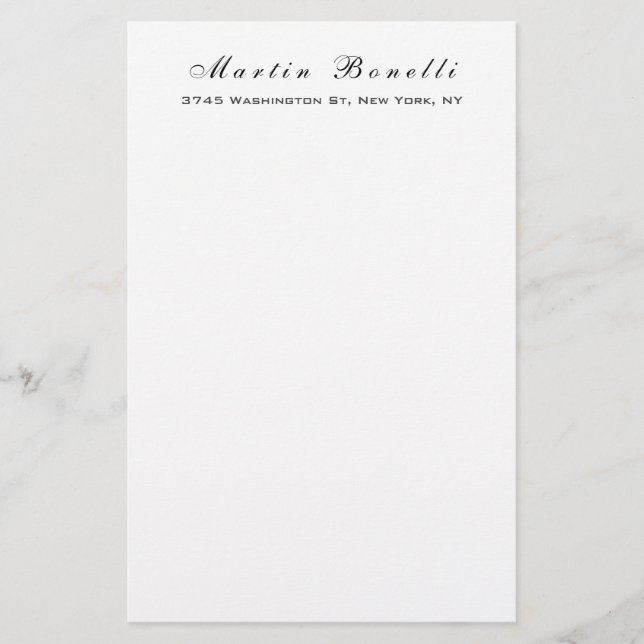 Papelería Guión de caligrafía simple blanco negro de moda (Anverso)