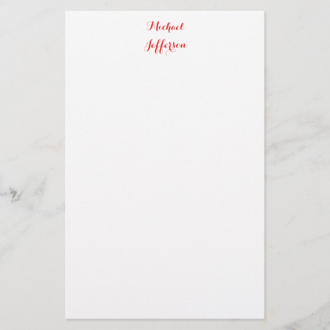 Papelería Guión de escritura a mano Elegante sencillo blanco (Anverso)
