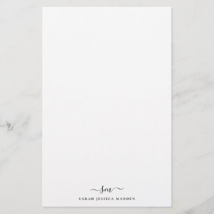 Papelería Guión de monograma inicial femenino moderno con fl