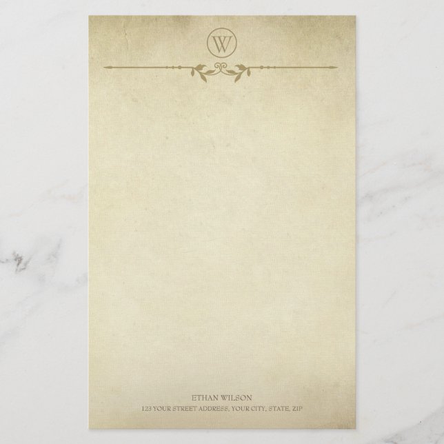 Papelería Guión Minimalista de monograma de textura rústica  (Anverso)