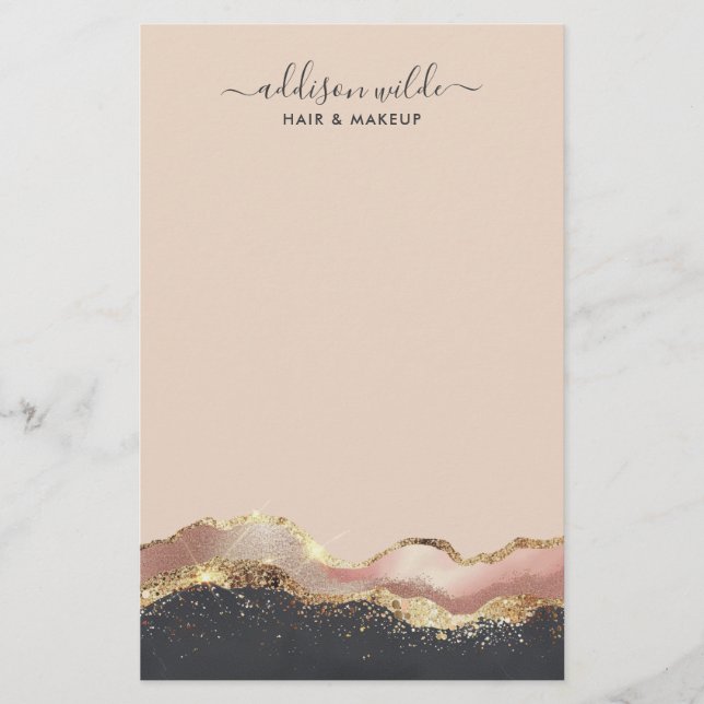 Papelería Guión Moderno Elegante Y Gris Rosa De Rubor (Anverso)