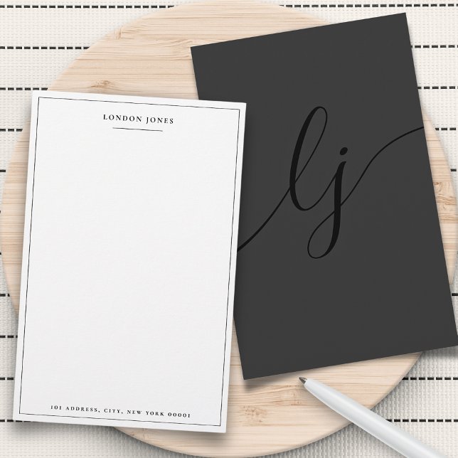 Papelería Guión simple: estilo moderno negro de Stationery (Subido por el creador)