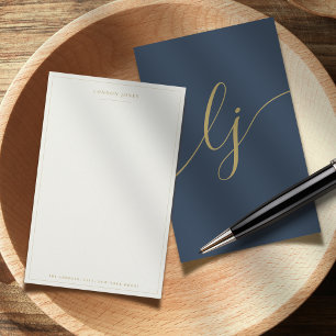 Papelería Guión simple: Stationery Navy Gold personalizado