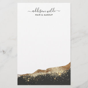 Papelería Guión Tendencioso Brillante Negro y Dorado