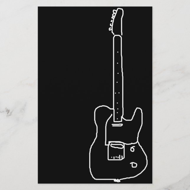 Papelería guitarra en blanco y negro (Anverso)