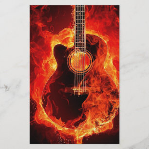 Papelería Guitarra en llamas, banda de rock musical Flamas N