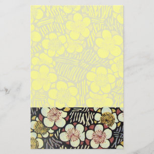 PAPELERÍA HAIKU/ NEGRO BLANCO ROSA AMARILLO FLORES DE PRIMAV