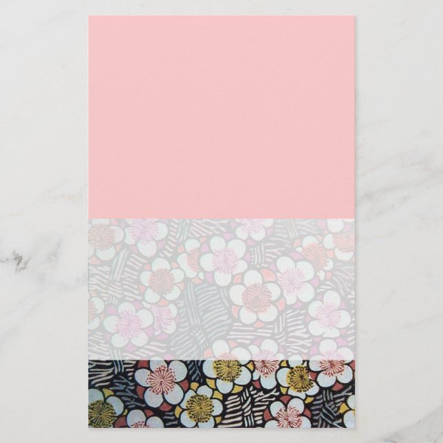 PAPELERÍA HAIKU/ NEGRO BLANCO ROSA AMARILLO FLORES DE PRIMAV (Anverso)