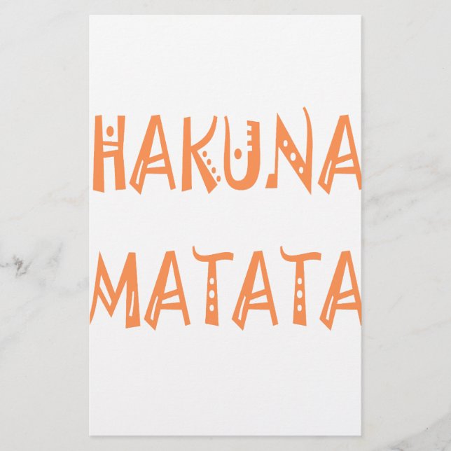 Papelería Hakuna Matata - Arte de texto tribal africano (Anverso)