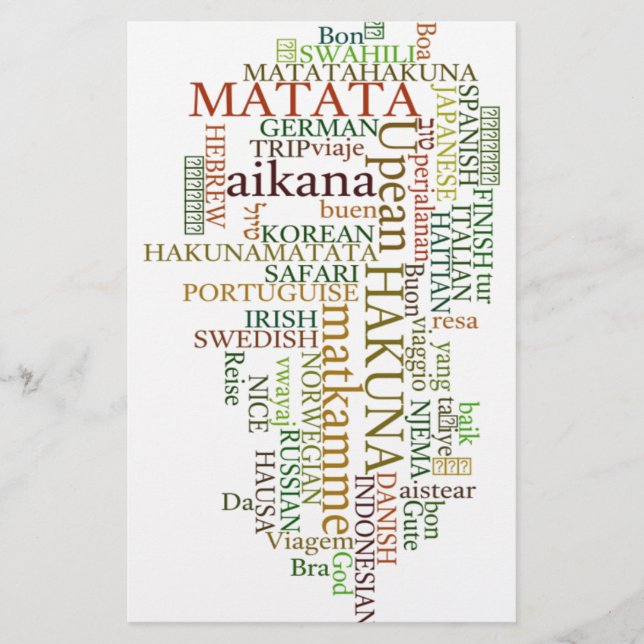 Papelería Hakuna Matata Global Word Cloud Art (Anverso)