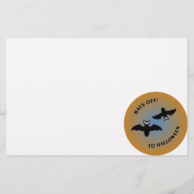 Papelería Halloween Bats Naranja Azul (Anverso)