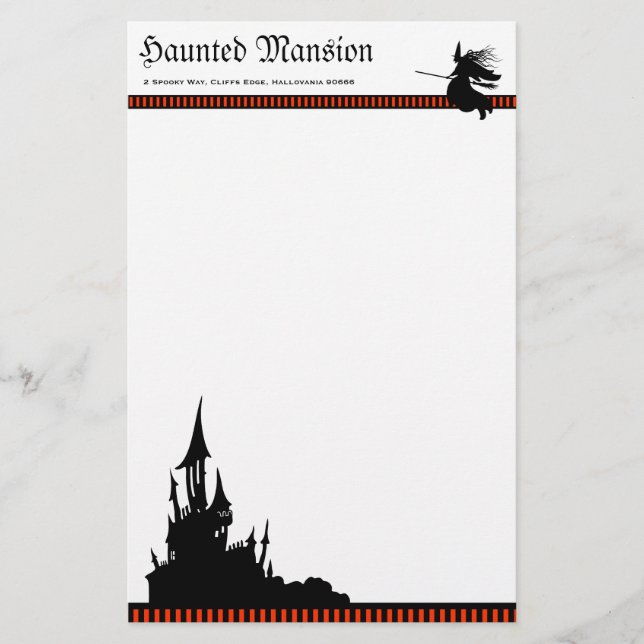 Papelería Halloween Mansion Stationery (Anverso)