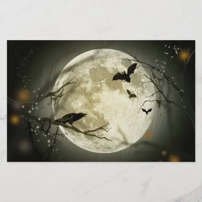 Papelería Halloween Moon Spooky Crows (Anverso)