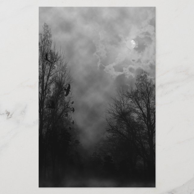 Papelería Halloween Sky atormentado con Ravens (Anverso)