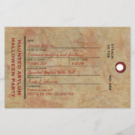 Papelería Halloween Toe Tag atormentó a Fiesta de asilo