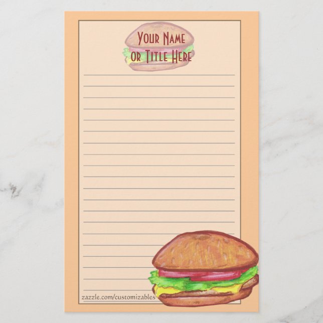 Papelería Hamburger Stationery (Anverso)
