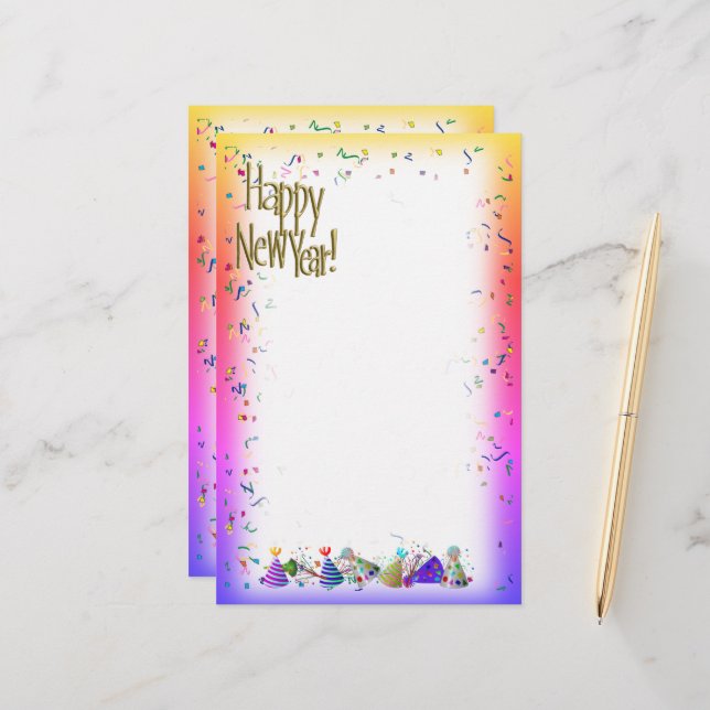 Papelería HAPPY NEW YEAR New Year's Stationery (Anverso/Reverso In Situ)