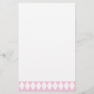 Papelería Harlequin rosa y blanco