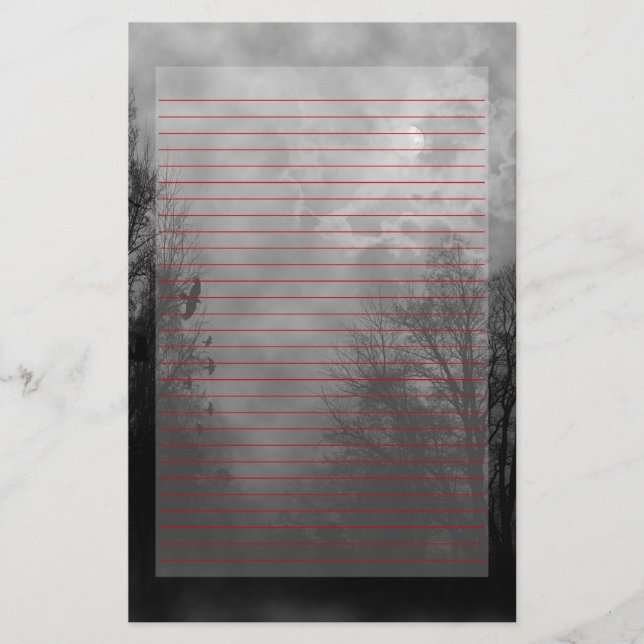 Papelería Hauned Sky Stationery Red Lined (Anverso)