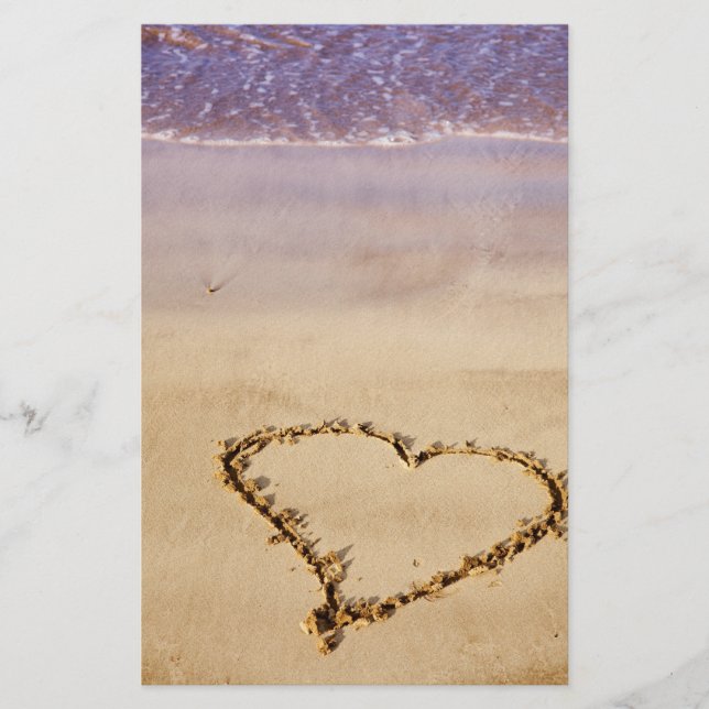 Papelería Heart Sand Beach Ocean Romantic Valentine - Person (Anverso)