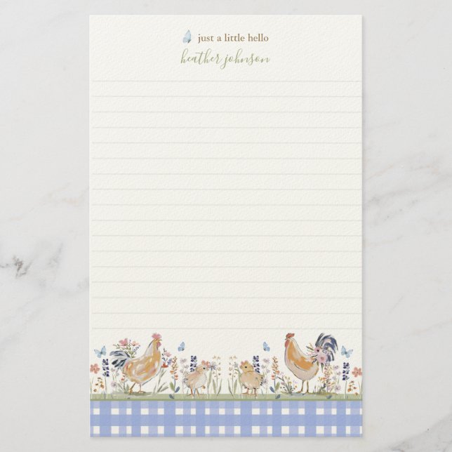 Papelería Hearthlight Notes Primavera Suave Meadow Gingham (Anverso)