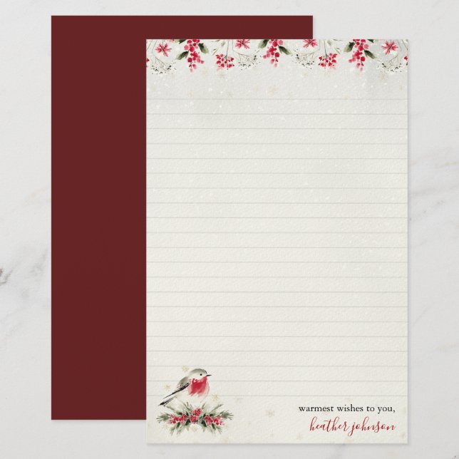 Papelería Hearthlight Notes Robin de Invierno Personalizado (Anverso / Reverso)