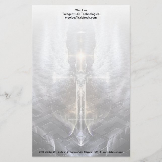 Papelería Heavenne Angel Wing Cross Fractal Art Stationery (Anverso)