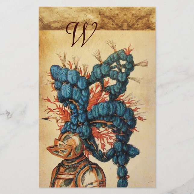 PAPELERÍA HELMET ANTIGUO KNIGHT CON PIES AZULES ROJOS (Anverso)