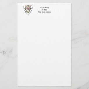Papelería Heraldic Vintage 4 Abejas se desplaza sobre Shield