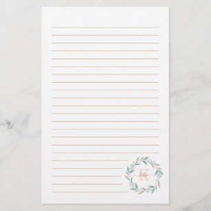 Papelería Hermosa acuarela Floral Wreath Monograma