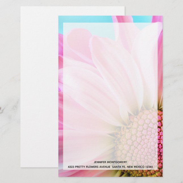 Papelería Hermosa flor rosa cercana foto (Anverso / Reverso)