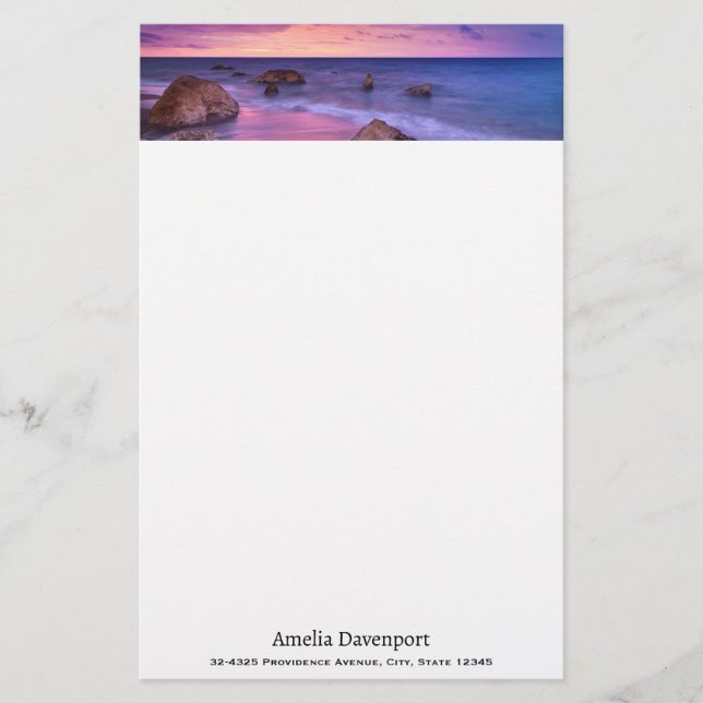 Papelería Hermosa fotografía de la costa atardecer (Anverso)