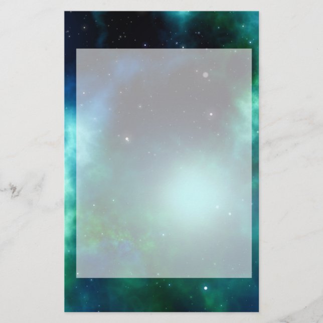 Papelería Hermosa nebulosa verde llena de estrellas (Anverso)
