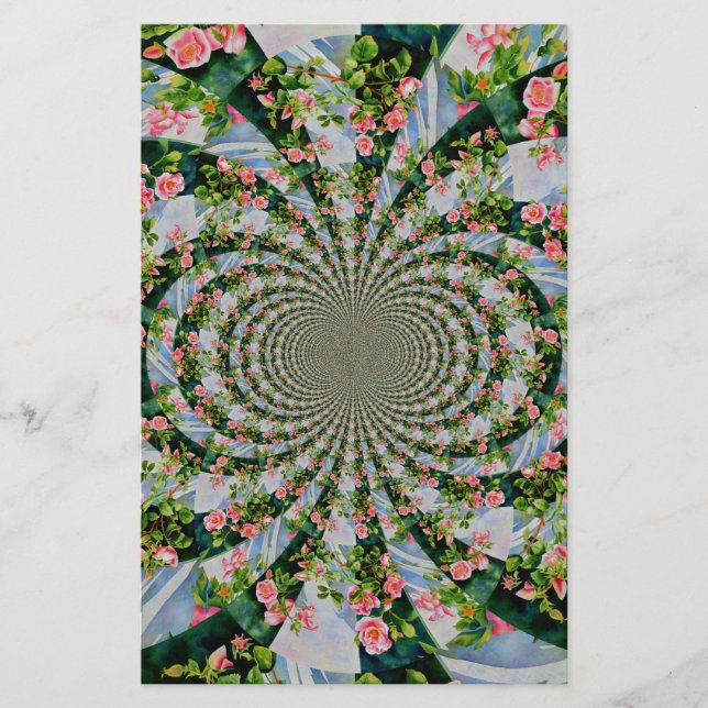 Papelería Hermosas rosas rojas rosadas retro acuarela floral (Anverso)