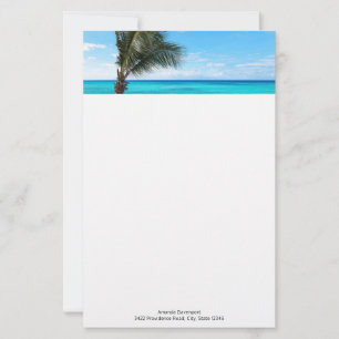 Papelería Hermoso árbol de palma tropical ventoso del mar