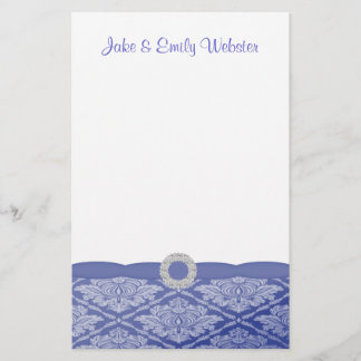 Papelería Hermoso Damasco Azul Personalizado