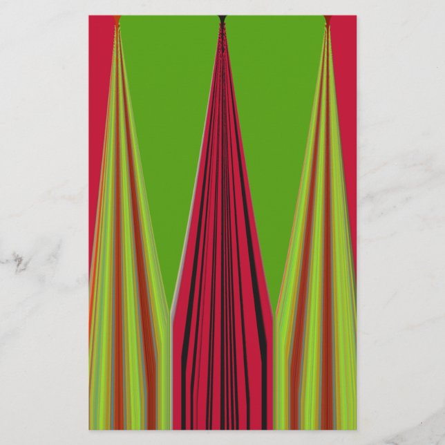 Papelería Hermoso diseño de arte fractal verde amarillo rojo (Anverso)