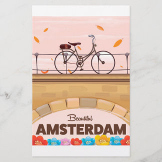Papelería Hermoso póster de viaje en bicicleta por Ámsterdam