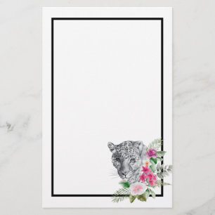 Papelería Hermoso retrato de cabeza de leopardo en acuarela